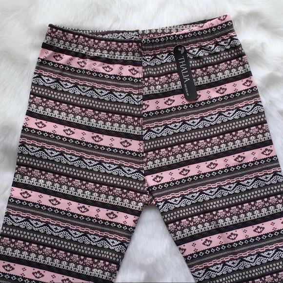 Tribal Pink Pattern Stretch Leggings - Picture 3 of 10